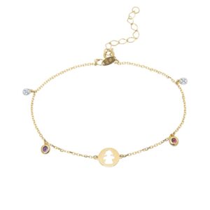 Pulseira em Ouro Amarelo 18k c/2 Rodolita e 2 Ametista
